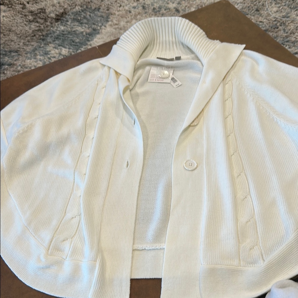 NWT Croft & barrow cream cape Sweater jacket